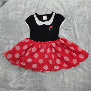 Disney Minnie Mouse Dress Girls 4T Black Red White Polka Dots Costume Cosplay